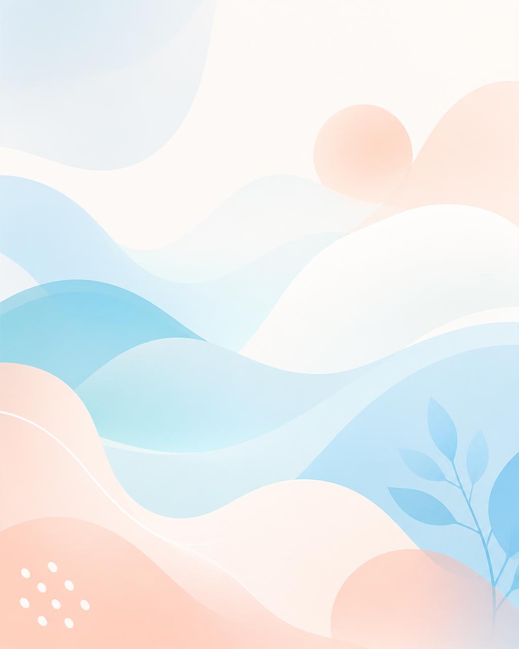 Soft abstract waves in sky blue and peach